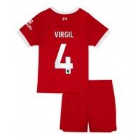 Dres Liverpool Virgil van Dijk #4 Domaci za djecu 2023-24 Kratak Rukav (+ kratke hlače)